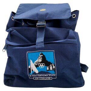 Olympics Navy Drawstring Backpack Lake Geneva and Matterhorn Region Old School